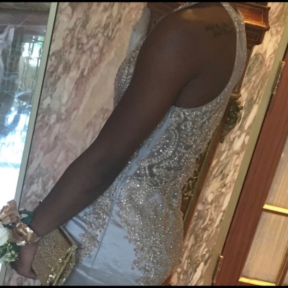 Champagne colored prom dress - size 2 - Picture 5 of 8